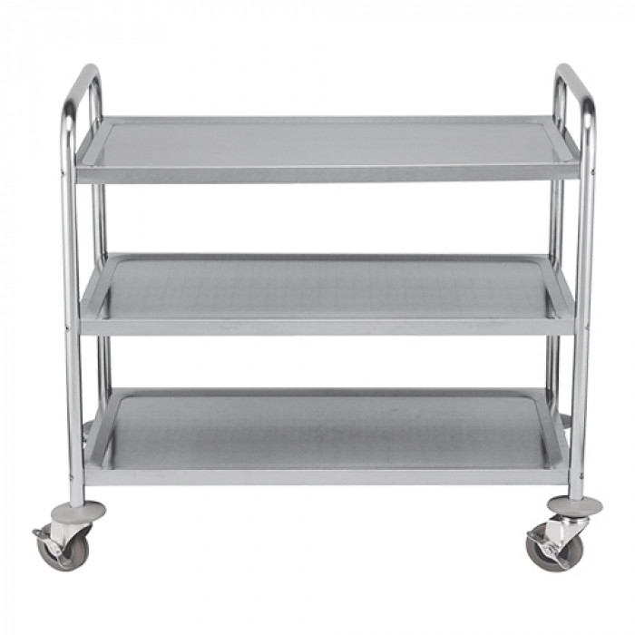 Chariot de service - déserte - 3 niveaux -  Inox - location à la pièce