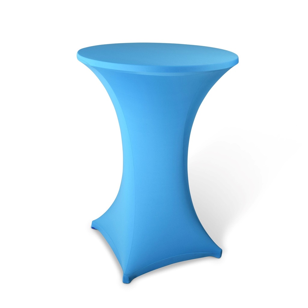 Nappe "Bleu piscine" Stretch pour table de bar haute / MD - location